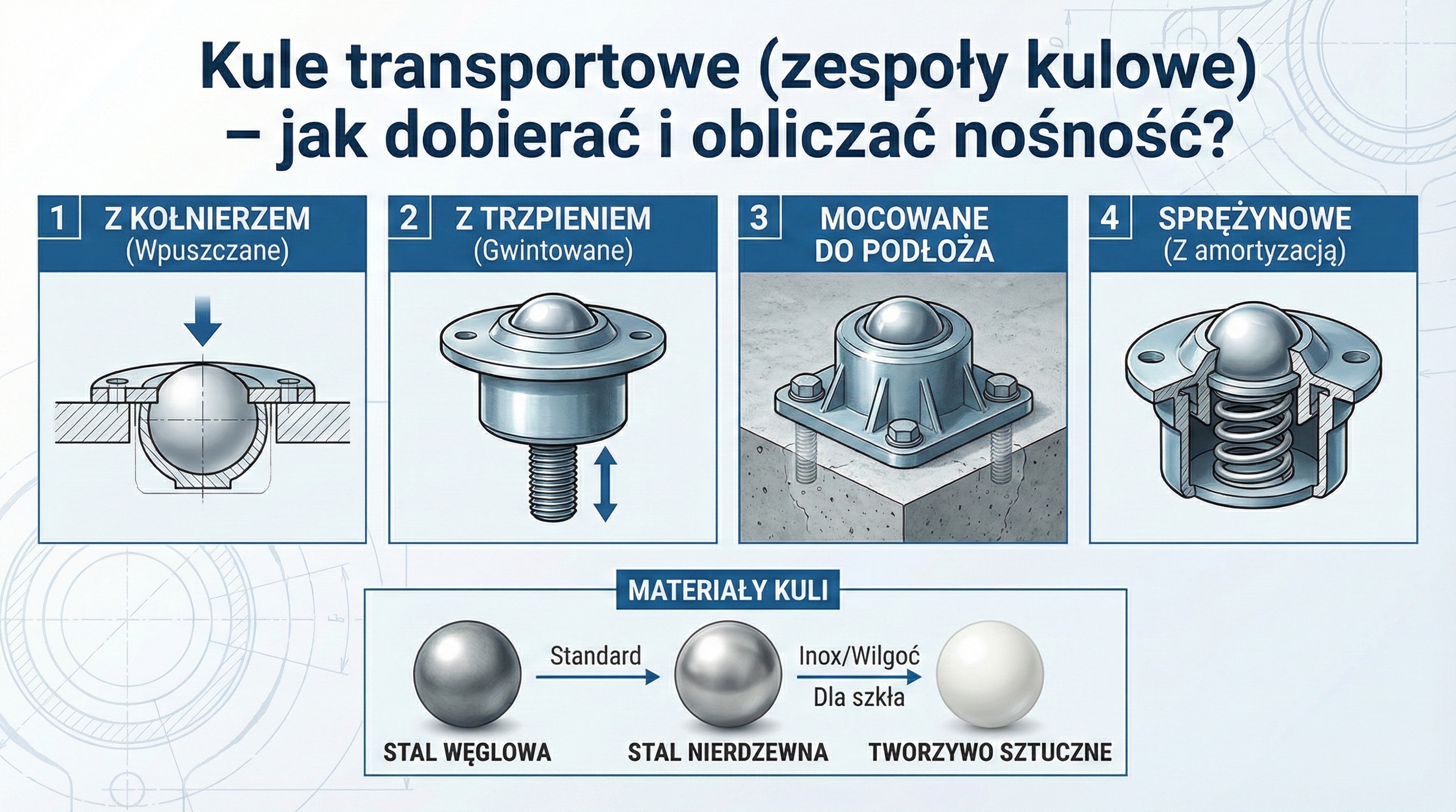 Kule transportowe (zespoły kulowe) – jak dobierać i obliczać nośność? Kompleksowy poradnik